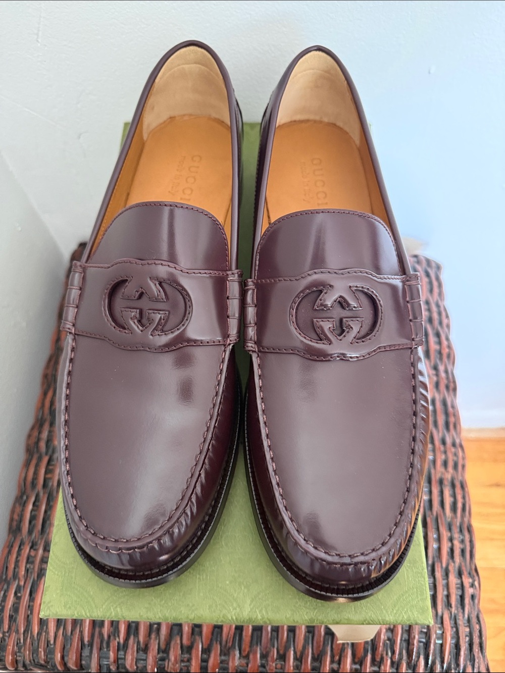 Gucci Men's Leather Loafers in Deep Wine